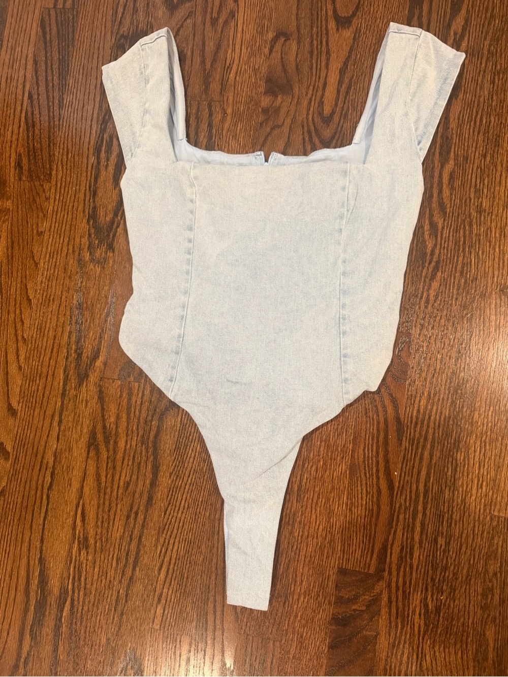 Light Wash Denim Bodysuit - Light Blue